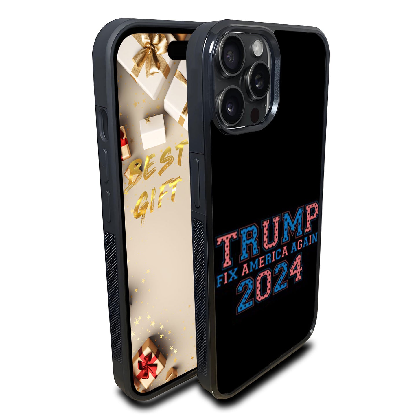 Trump Fix America Again, Trump 45 47 Phone Case, Funny Trump 2024 Phone Case for iPhone 15 14 Pro 13 12 for Samsung S24 S23 Black