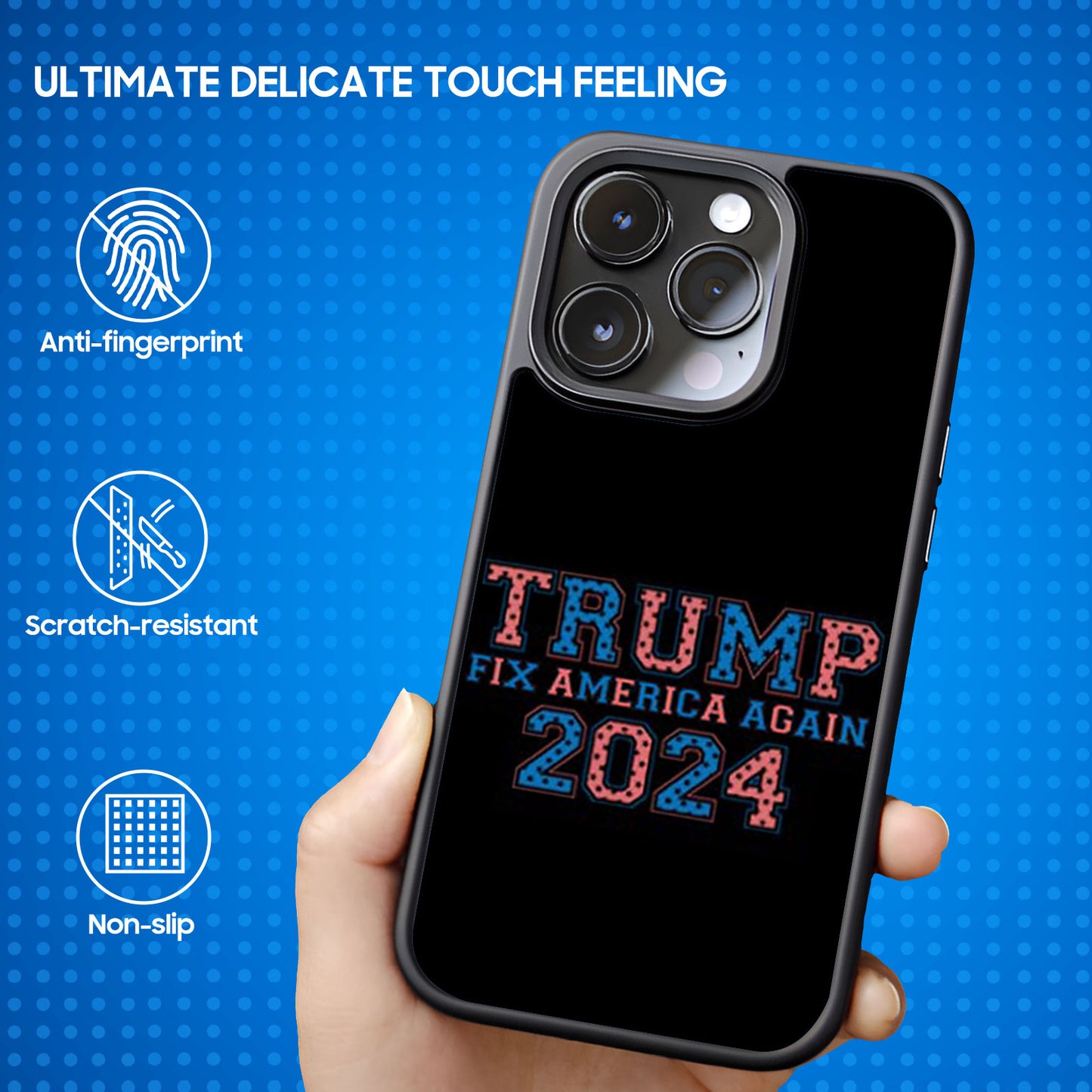 Trump Fix America Again, Trump 45 47 Phone Case, Funny Trump 2024 Phone Case for iPhone 15 14 Pro 13 12 for Samsung S24 S23 Black
