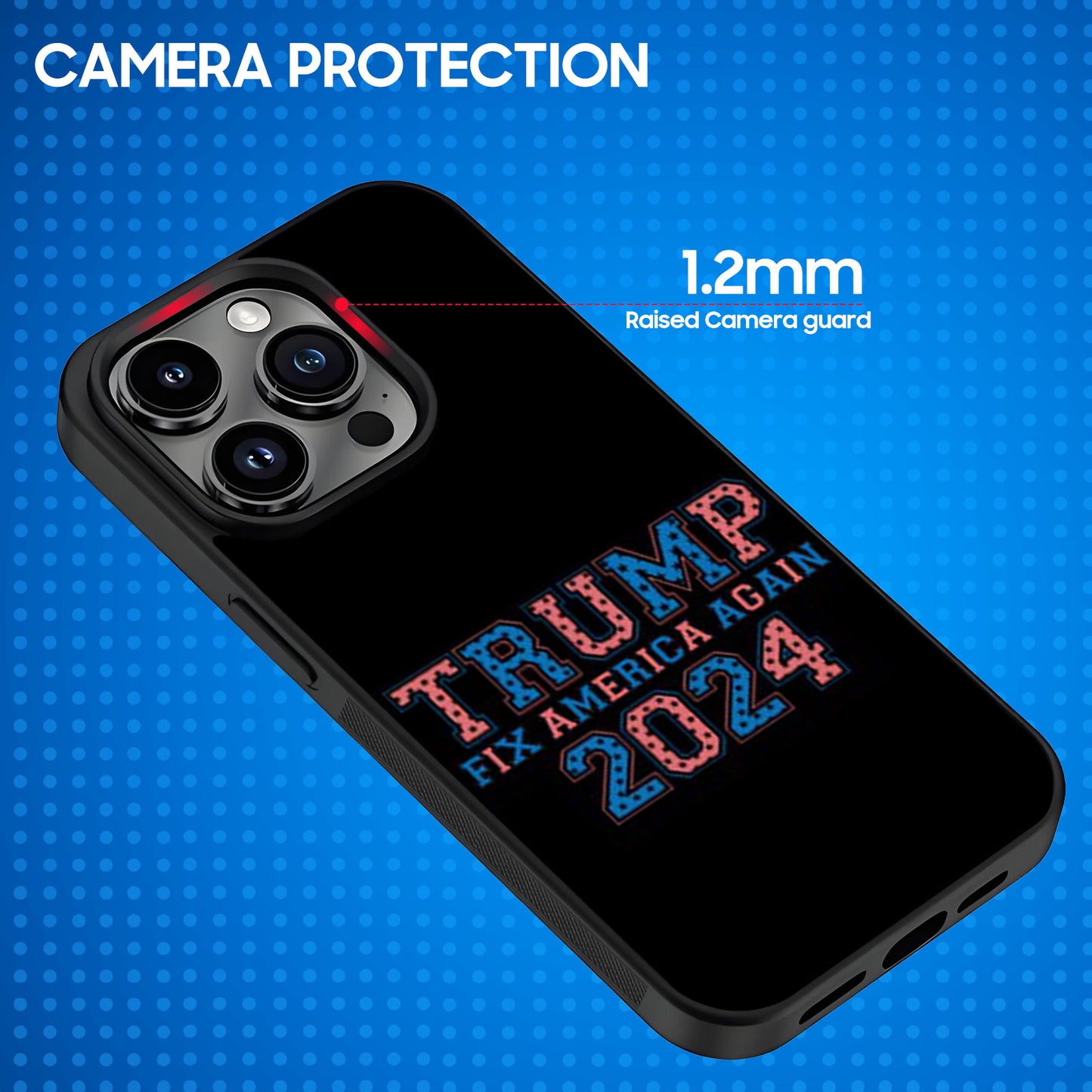 Trump Fix America Again, Trump 45 47 Phone Case, Funny Trump 2024 Phone Case for iPhone 15 14 Pro 13 12 for Samsung S24 S23 Black