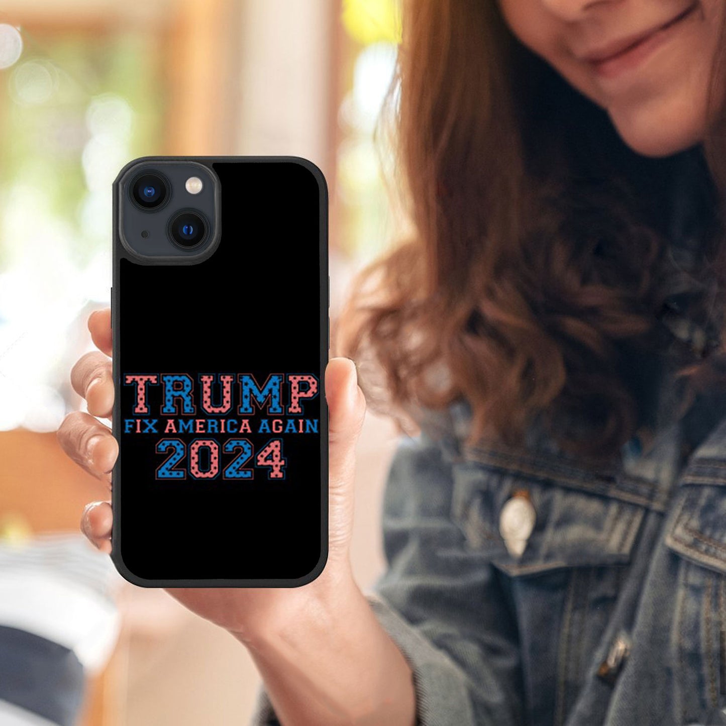 Trump Fix America Again, Trump 45 47 Phone Case, Funny Trump 2024 Phone Case for iPhone 15 14 Pro 13 12 for Samsung S24 S23 Black