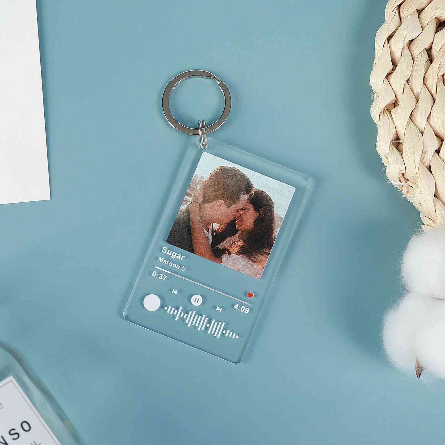 Custom Spotify Keychain - Personalized Picture Keychain - Song Plaque Keychain for Boyfriend Couple with Custom Text Acrylic