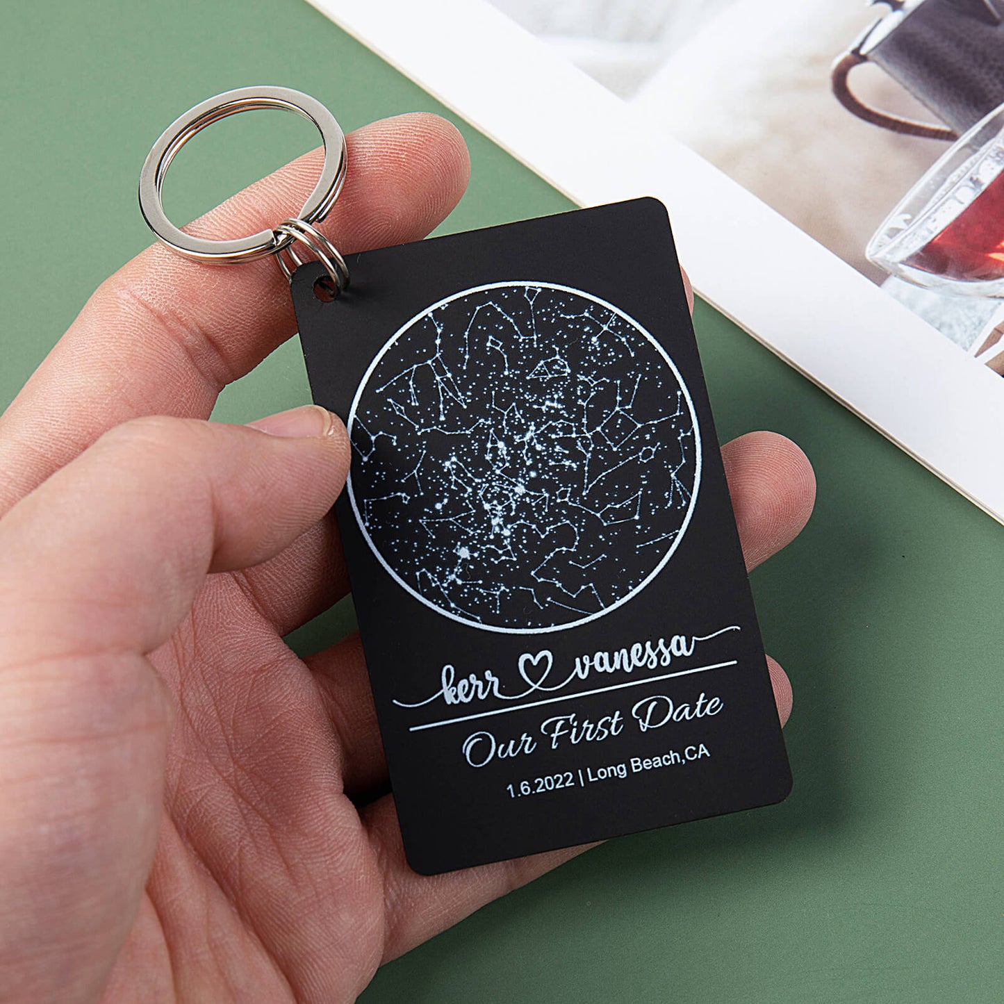 Custom Night Sky by Date Acrylic Keychain - Personalized Star Map Keychain - Star Chart Keychain - Gift for Anniversary Birthday New Dad