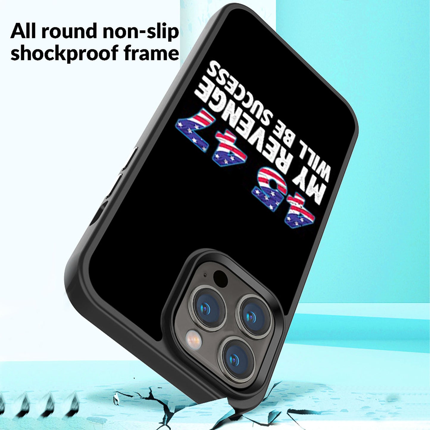 My Revenge Will Be Success, Funny Trump Phone Case, Make America Great Again Phone Cover for iPhone 15 14 Pro Max 13 12 for Samsung Galaxy S23 S22 Plus Ultra S21 FE Black