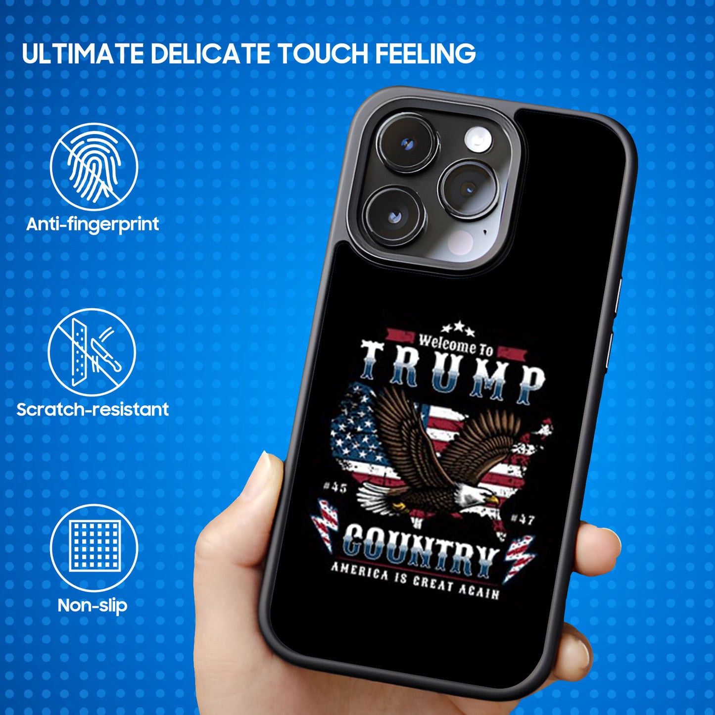 Welcome to Trump Country, Trump 45 47 Phone Case, Funny Trump 2024 Phone Case for iPhone 15 14 Pro 13 12 for Samsung S24 S23 Black