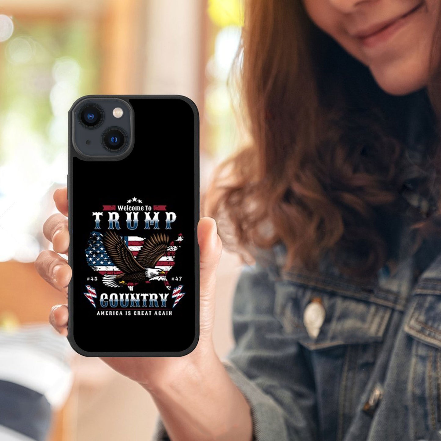 Welcome to Trump Country, Trump 45 47 Phone Case, Funny Trump 2024 Phone Case for iPhone 15 14 Pro 13 12 for Samsung S24 S23 Black