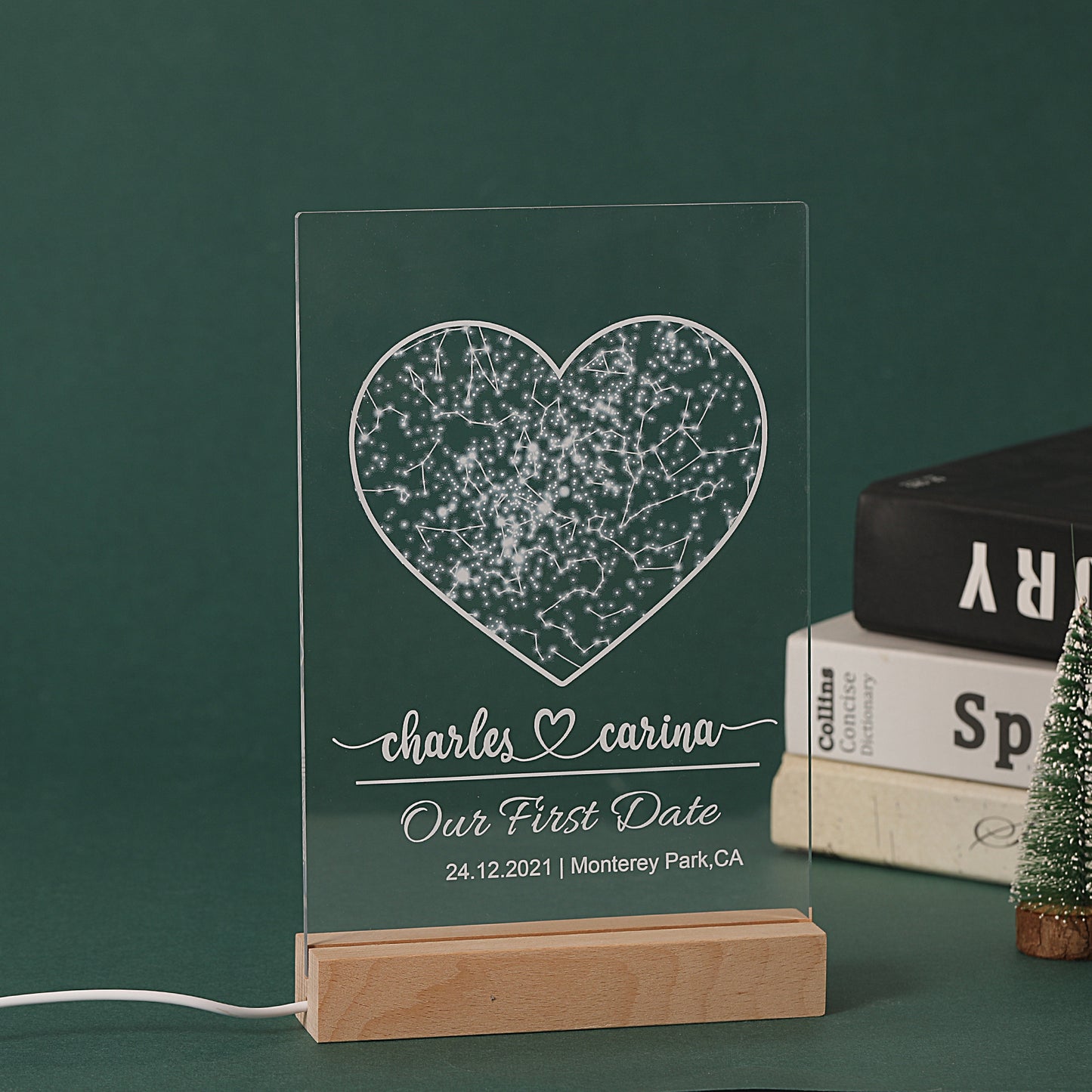 First Date Map First Date Plaque Engagement Map Gift for Couple 