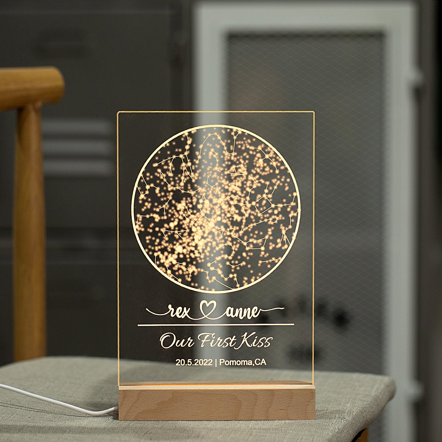 Custom star map by date night light