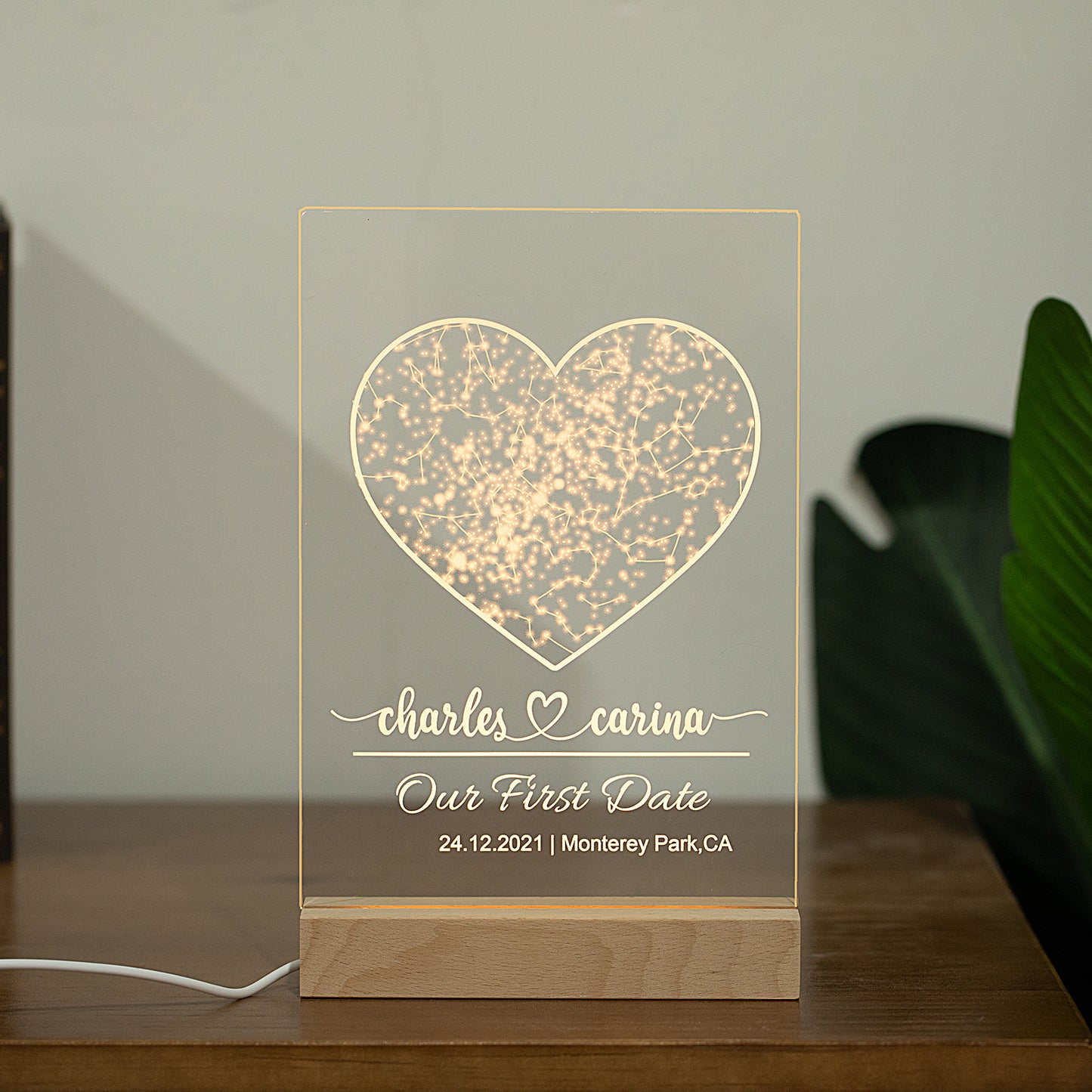 Our First Date Valentines Day Map Plaque Couples Gift For Her